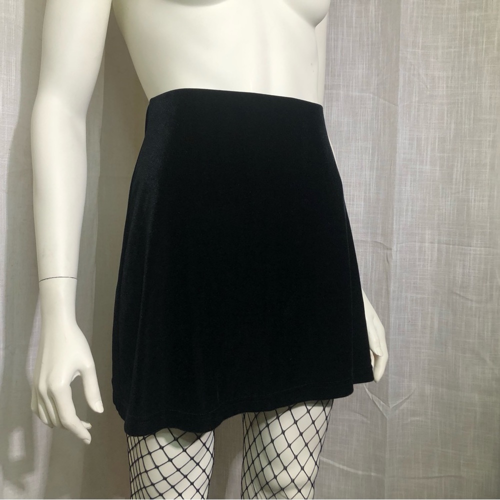 Vintage A. Byer Black Velvet Skater Mini Skirt